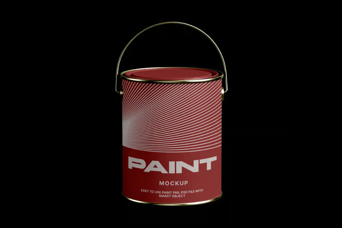 金属提手油漆罐样机PSD模板 Paint Can Mockup with Metal Handle
