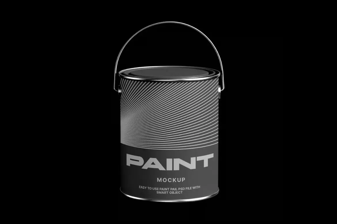 金属提手油漆罐样机PSD模板 Paint Can Mockup with Metal Handle