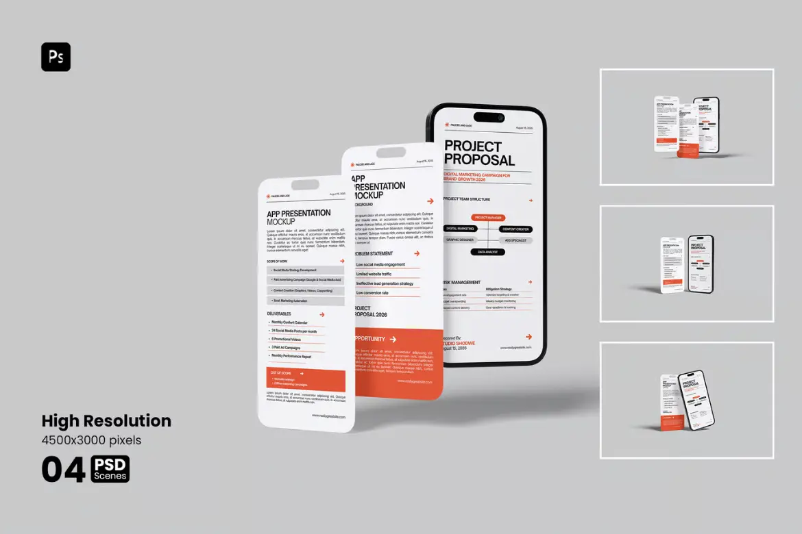 APP展示样机PSD模板 App Presentation Mockup