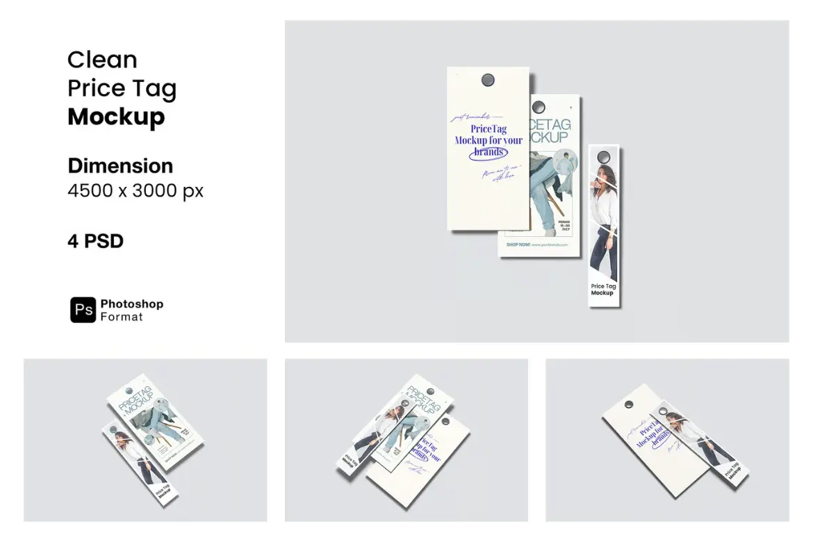 时尚价格标签样机PSD模板 Fashion Price Tag Mockup with Clean Background