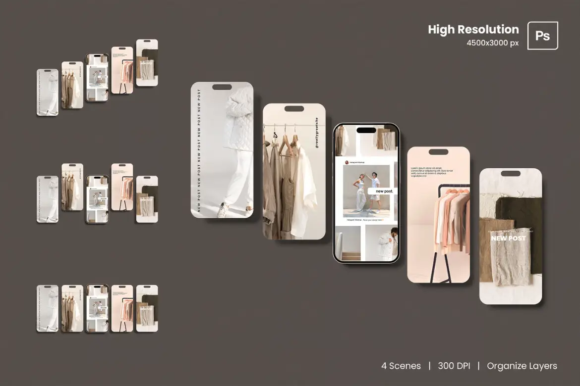 Instagram社交媒体样机PSD模板 Instagram Social Media Mockup