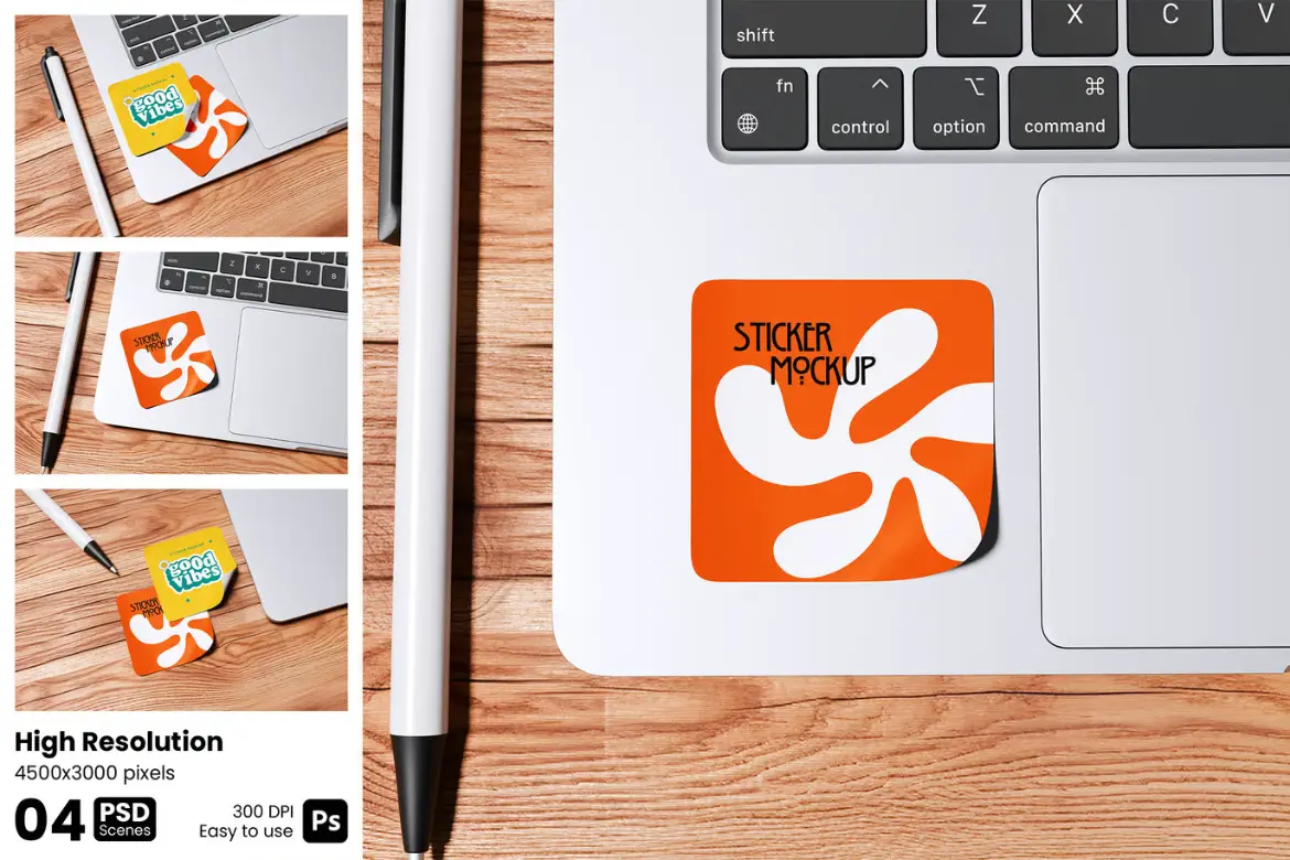 贴纸样机PSD模板 Sticker Mockup