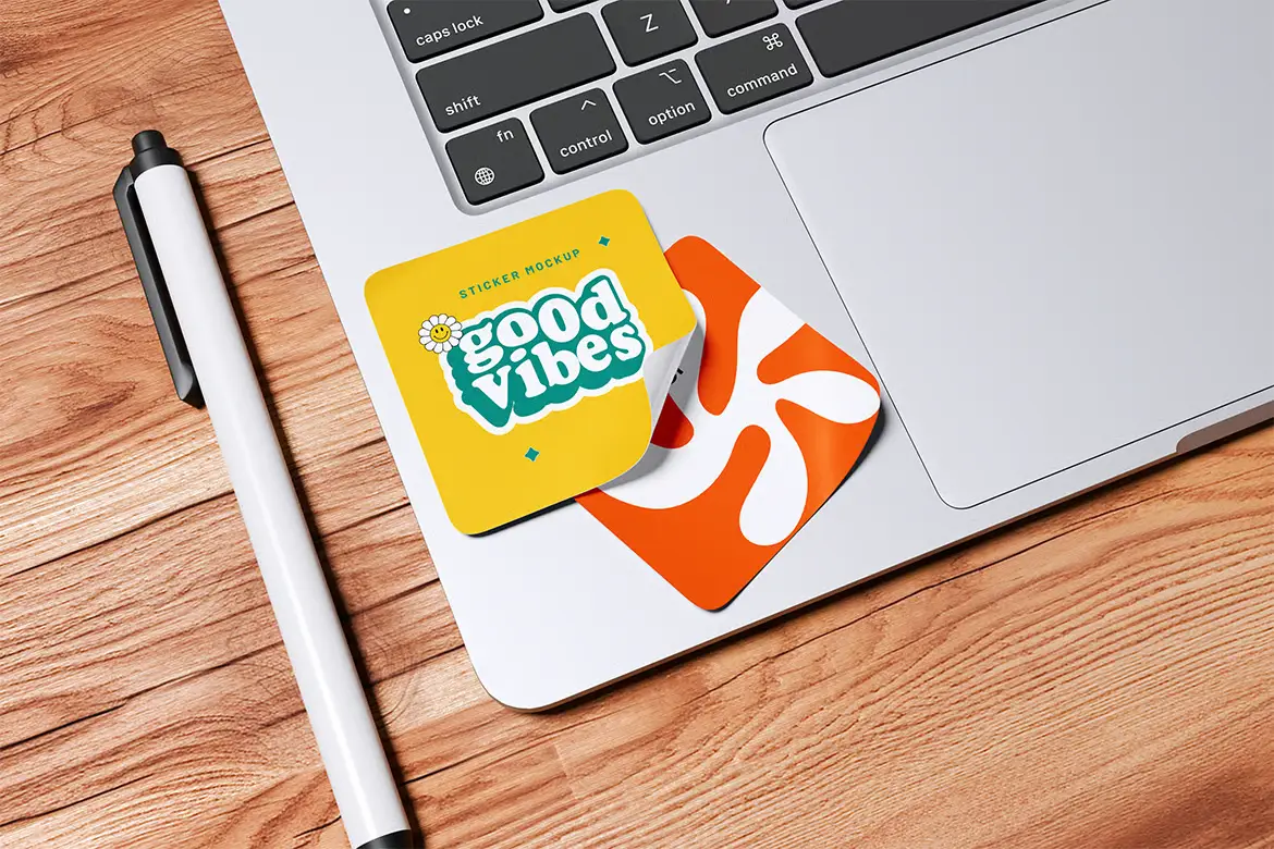 贴纸样机PSD模板 Sticker Mockup