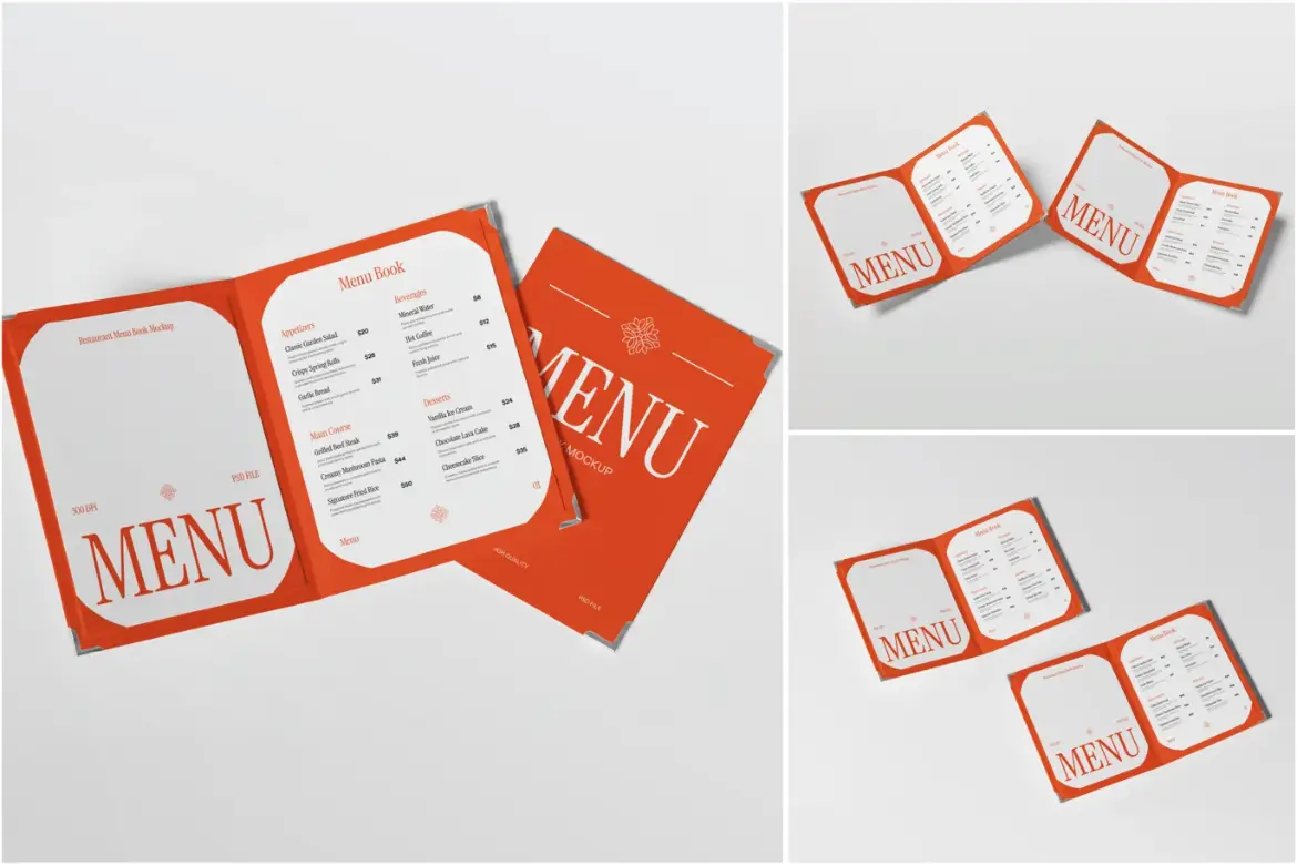 菜单样机PSD模板 Menu Book Mockup
