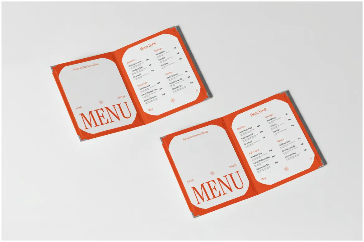 菜单样机PSD模板 Menu Book Mockup