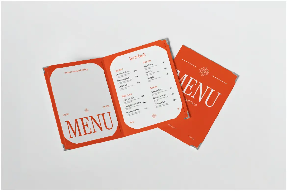 菜单样机PSD模板 Menu Book Mockup