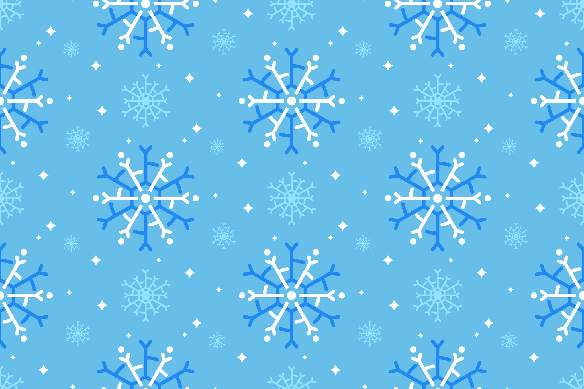 蓝色雪花无缝冬季图案矢量素材 Seamless Blue Snowflake Winter Pattern