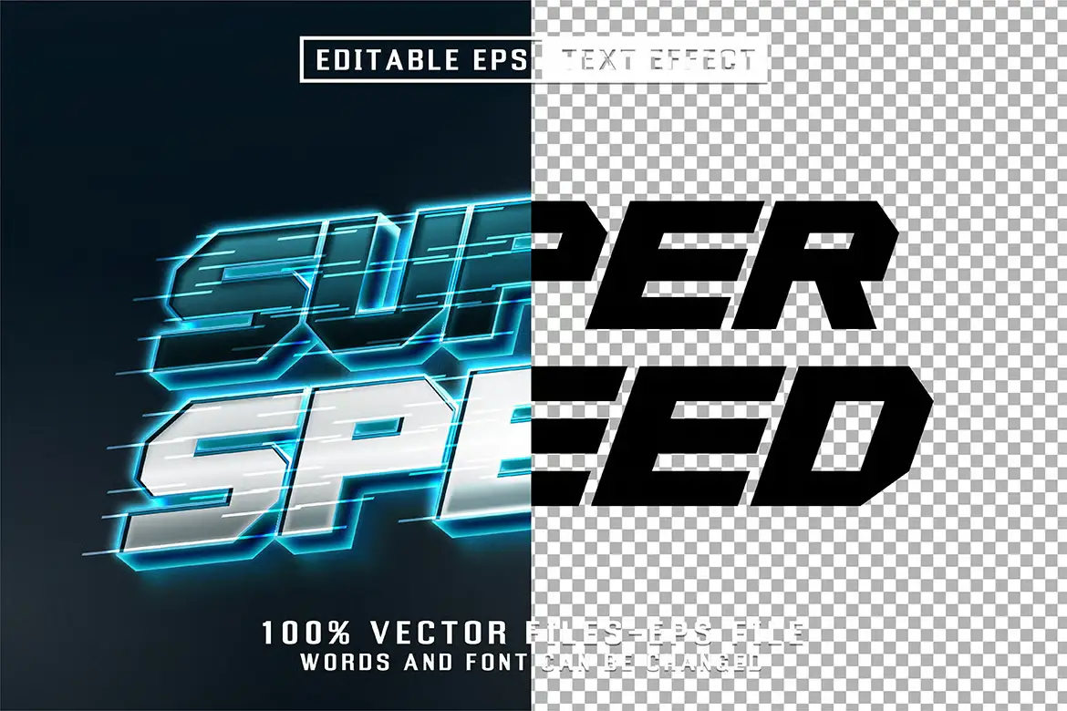 超速霓虹文字特效矢量模板 Super Speed Neon Text – Editable Text Effect