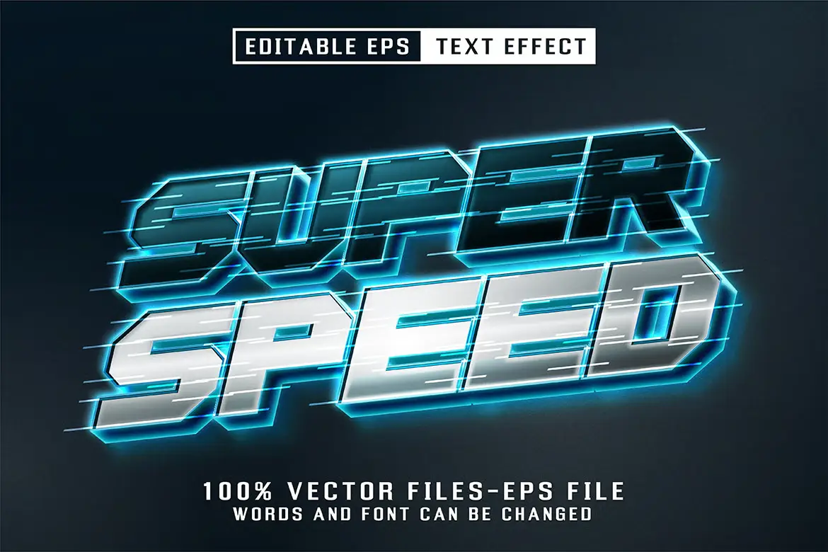 超速霓虹文字特效矢量模板 Super Speed Neon Text – Editable Text Effect