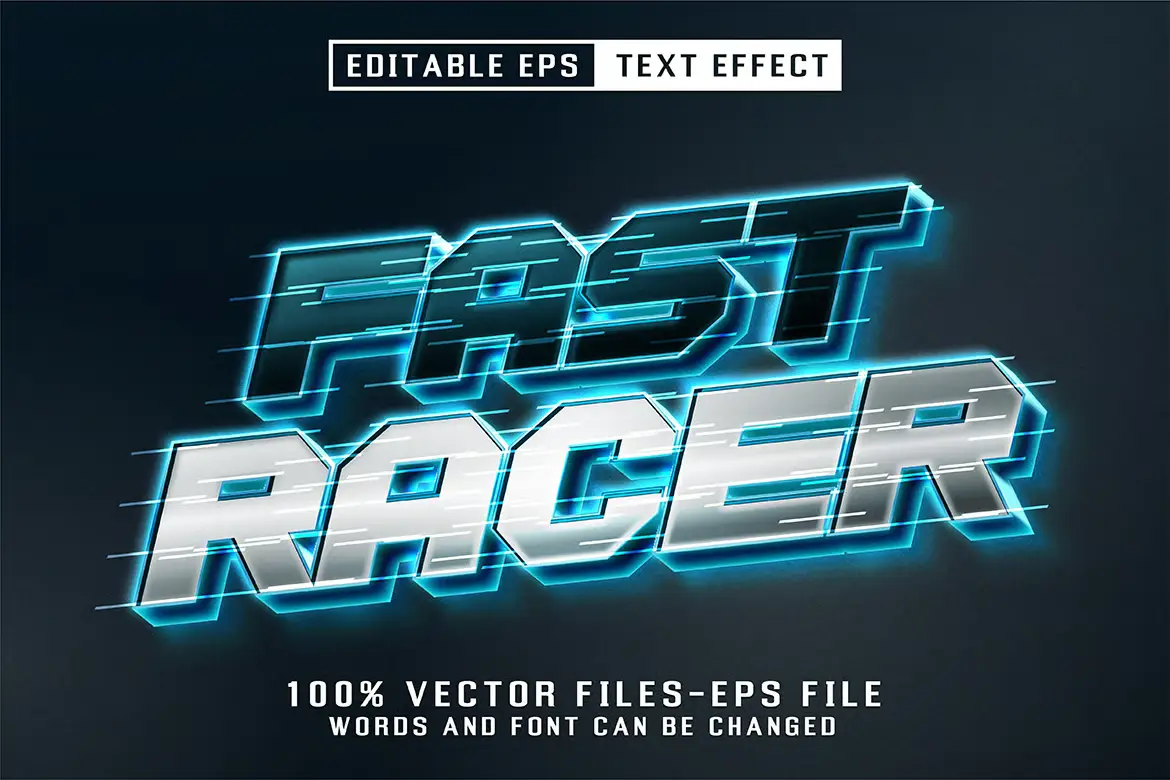 超速霓虹文字特效矢量模板 Super Speed Neon Text – Editable Text Effect