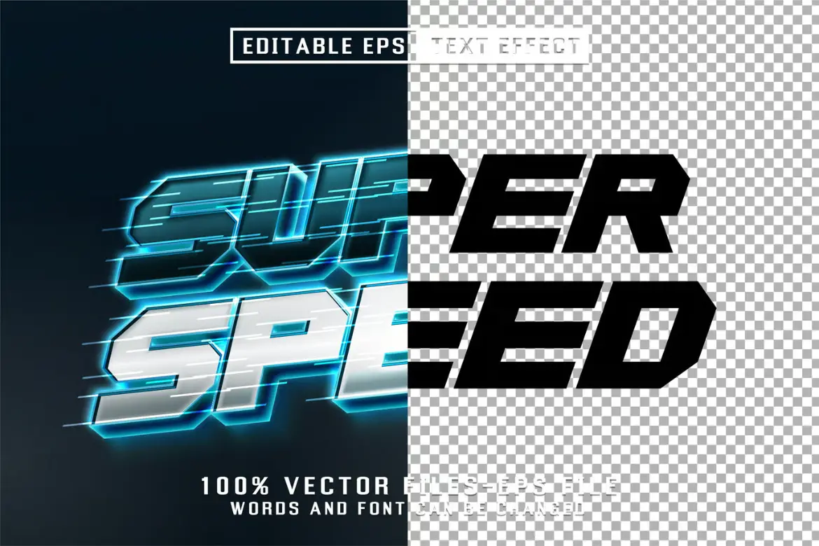 超速霓虹文字特效矢量模板 Super Speed Neon Text – Editable Text Effect