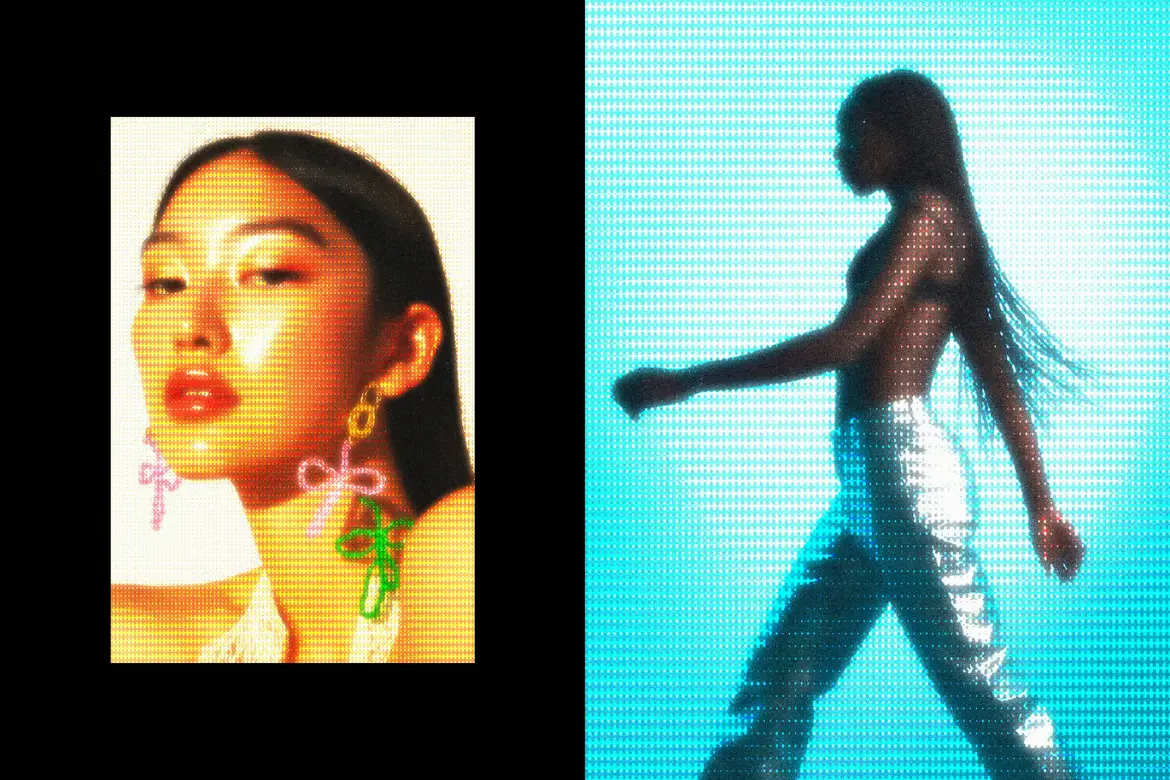 像素化屏幕照片特效PSD模板 Pixels Screen Photo Effect