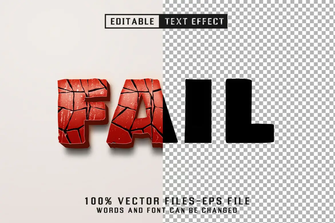 碎裂故障可编辑文字矢量特效模板 Fail Editable Text Effect