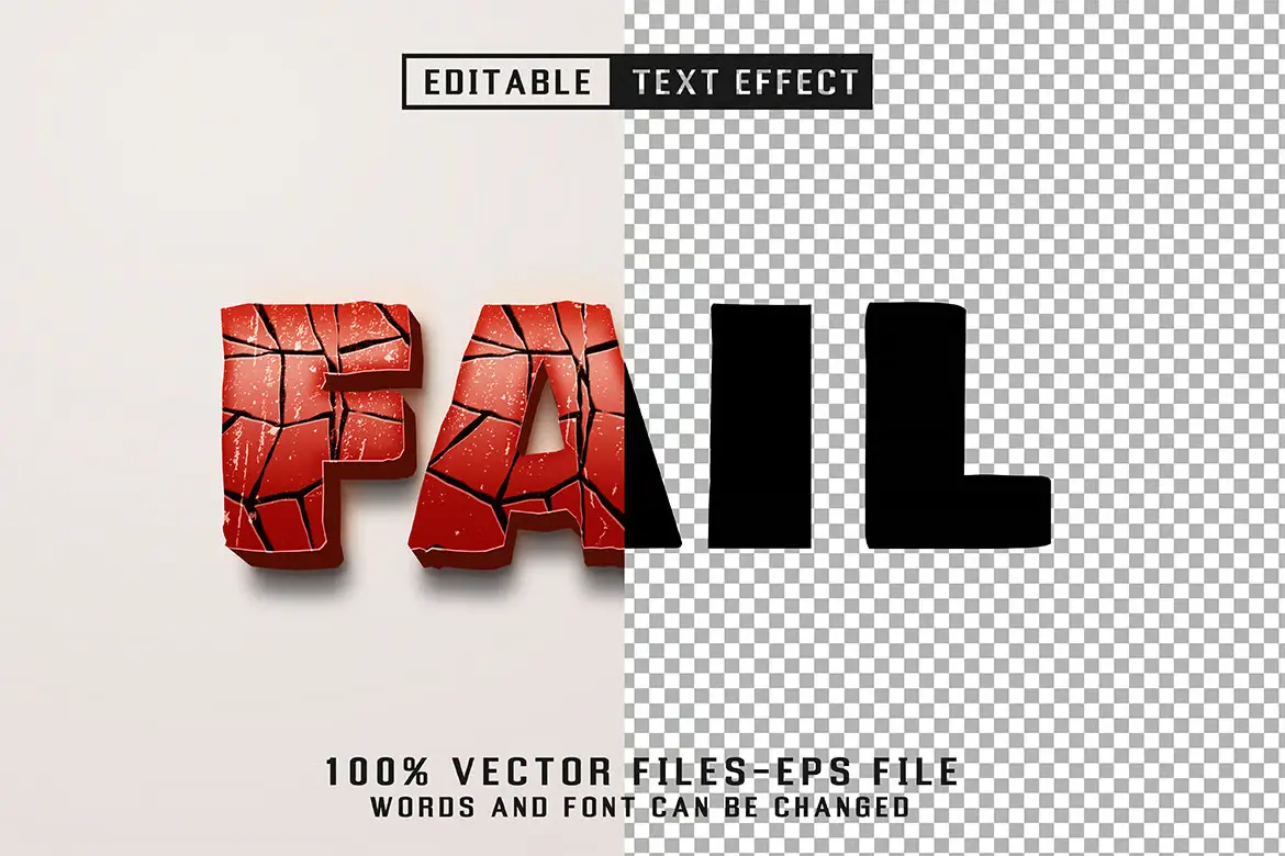 碎裂故障可编辑文字矢量特效模板 Fail Editable Text Effect