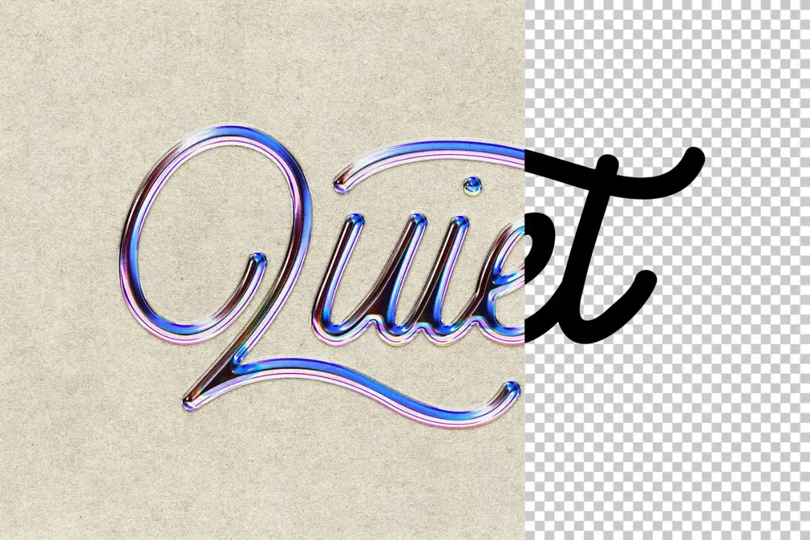 复古蓝调镀铬文字特效PSD模板 Retro Blue Chrome Text Effect