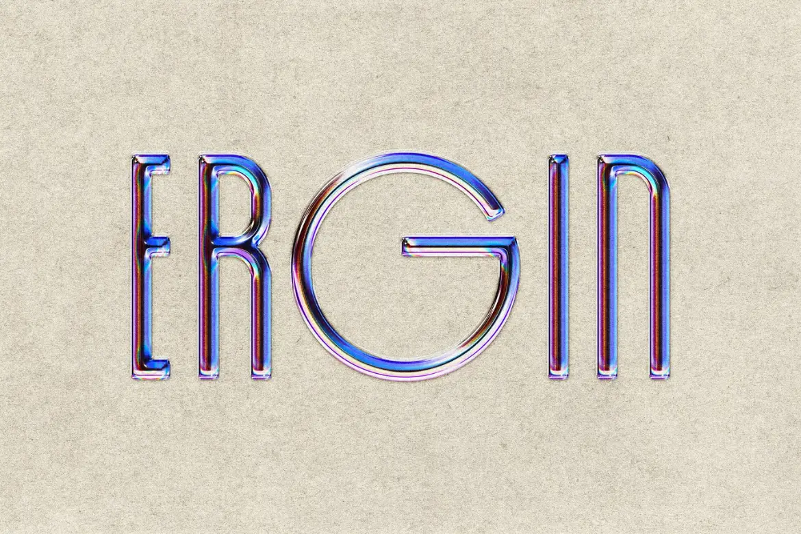 复古蓝调镀铬文字特效PSD模板 Retro Blue Chrome Text Effect