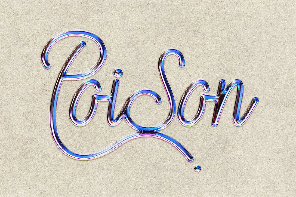 复古蓝调镀铬文字特效PSD模板 Retro Blue Chrome Text Effect