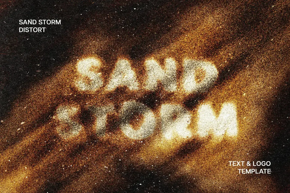 沙尘暴扭曲文字特效PSD模板 Sand Storm Distortion Text Effect