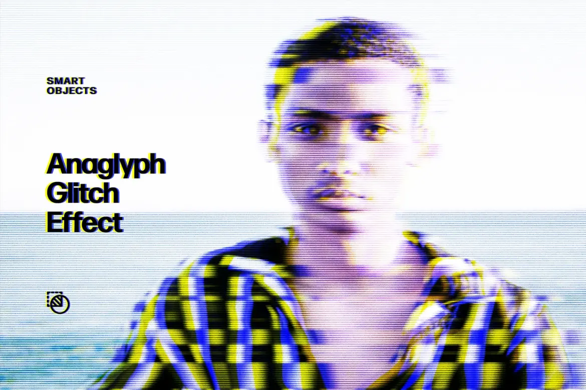 3D立体故障照片特效PSD模板 Anaglyph Glitch Photo Effect
