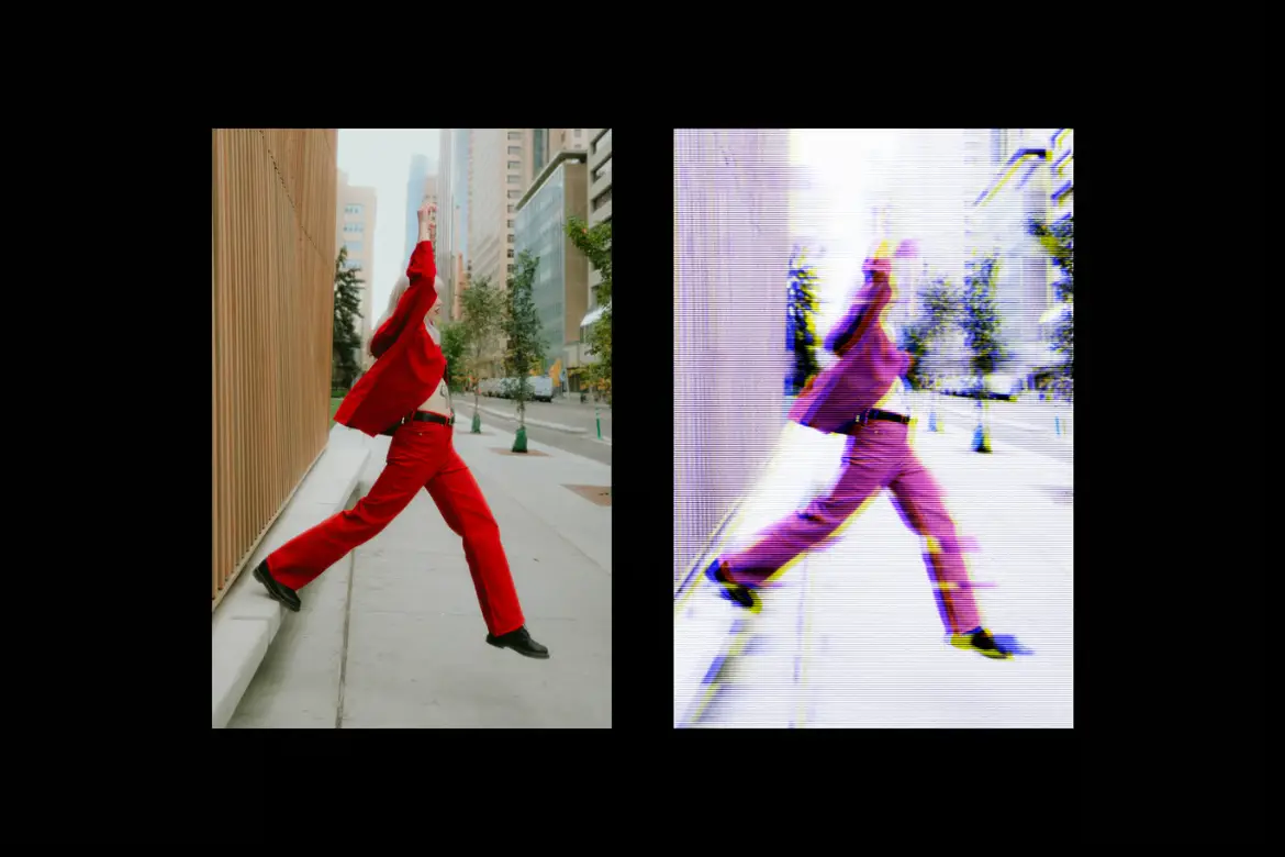 3D立体故障照片特效PSD模板 Anaglyph Glitch Photo Effect