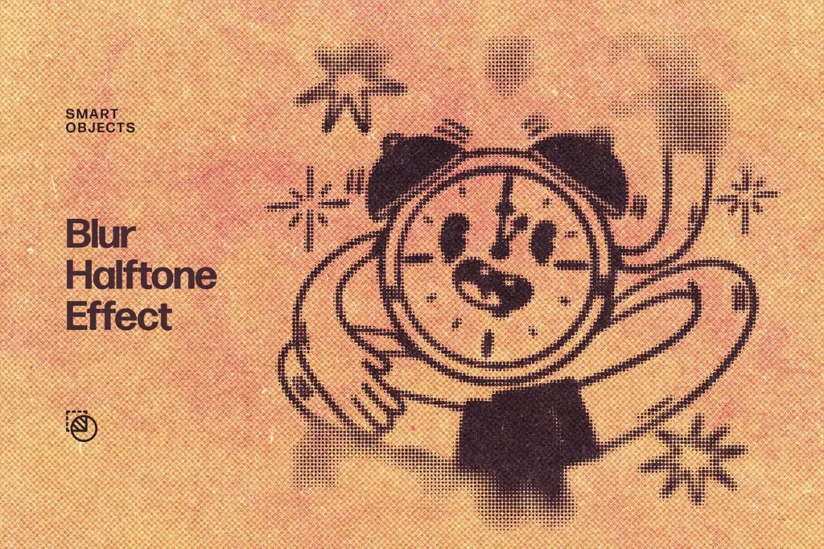模糊半调网点文字特效PSD模板 Blur Halftone Effect