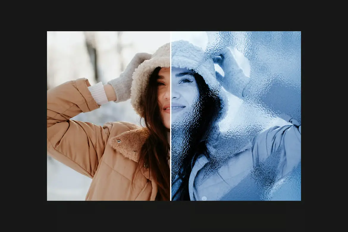 磨砂玻璃照片特效PSD模板 Frost Glass Photo Effect