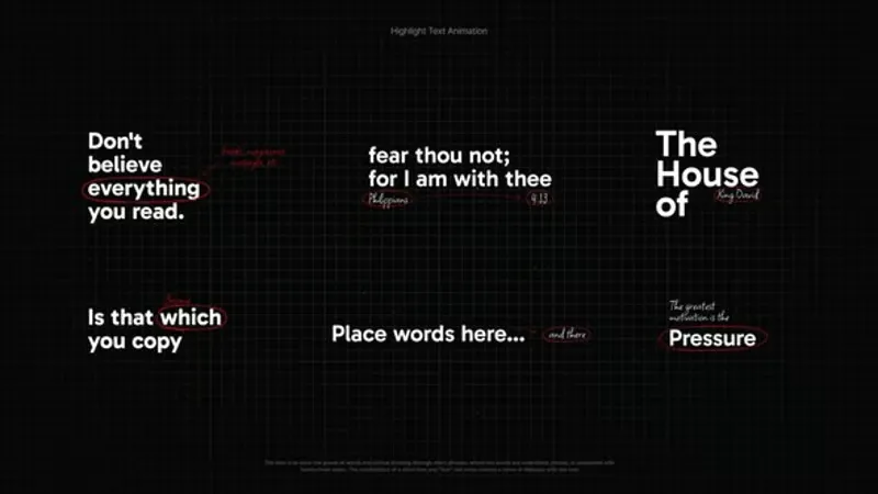 红色标记笔手绘注释文字动画AE模板 Animated Text Highlight Pack with Red Marker Annotations