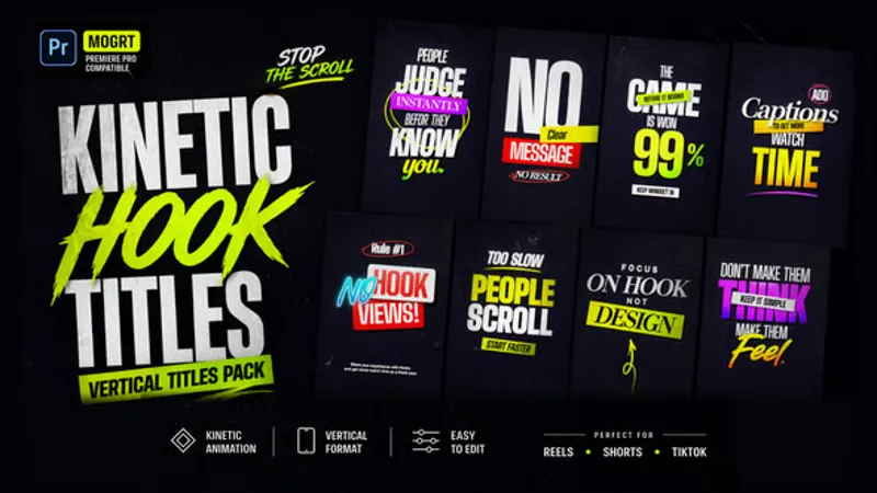 动态竖屏排版文字动画PR模板