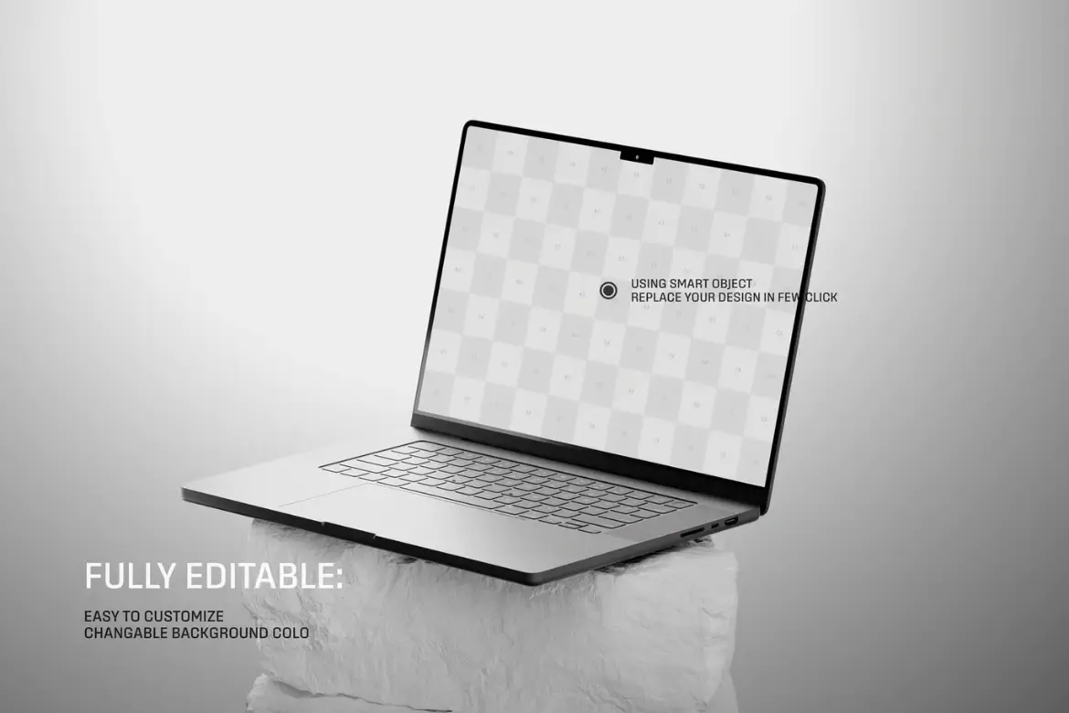 MacBook Pro白色岩石样机PSD模板
