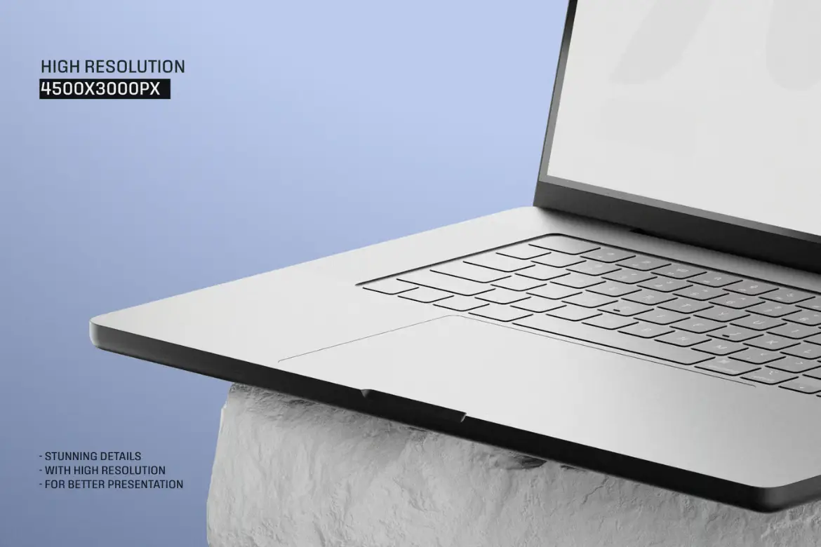 MacBook Pro白色岩石样机PSD模板