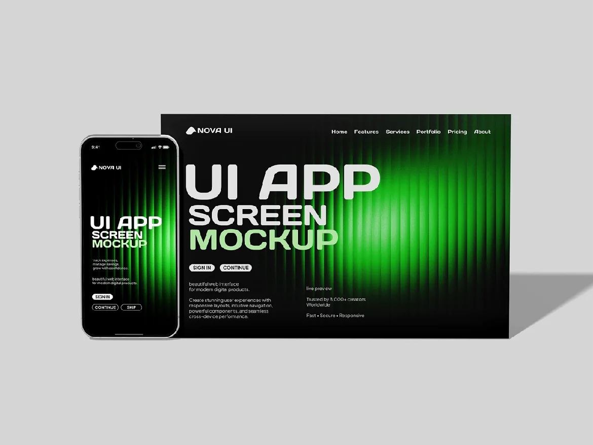 UI应用界面屏幕 PSD样机素材